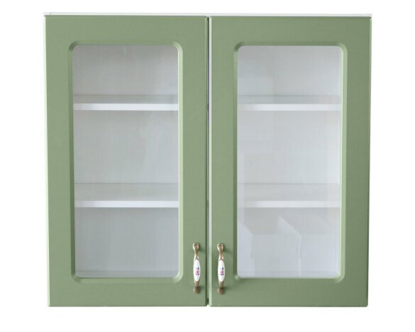 Corp superior vitrina 80 cu 2 usi Zebra MDF verde drept