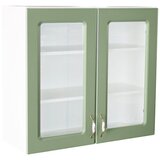 Corp superior vitrina 80 cu 2 usi Zebra MDF verde drept